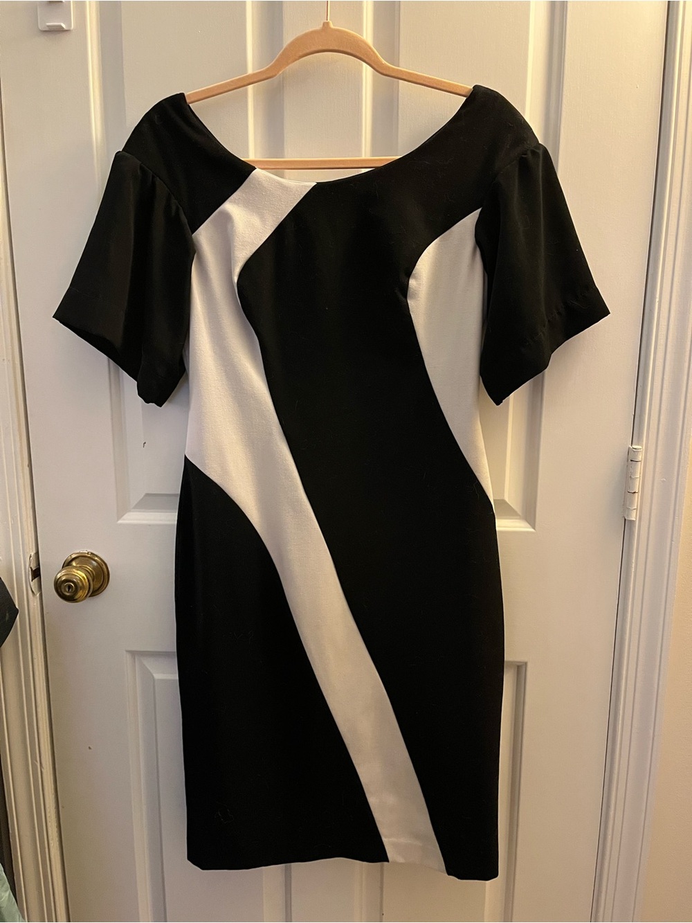 Lauren Ralph Lauren Black and White Colorblock Midi Dress
